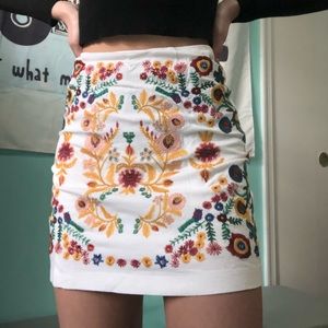 Embroidered White Skirt